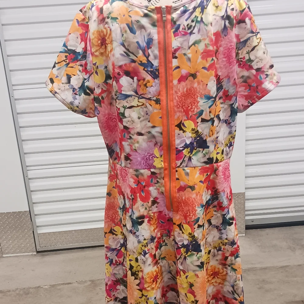 3/$20 💰 Modamix Womens Midi Dress Flutter Sleeve Summer Colorful Bright 18W - Picture 4 of 5